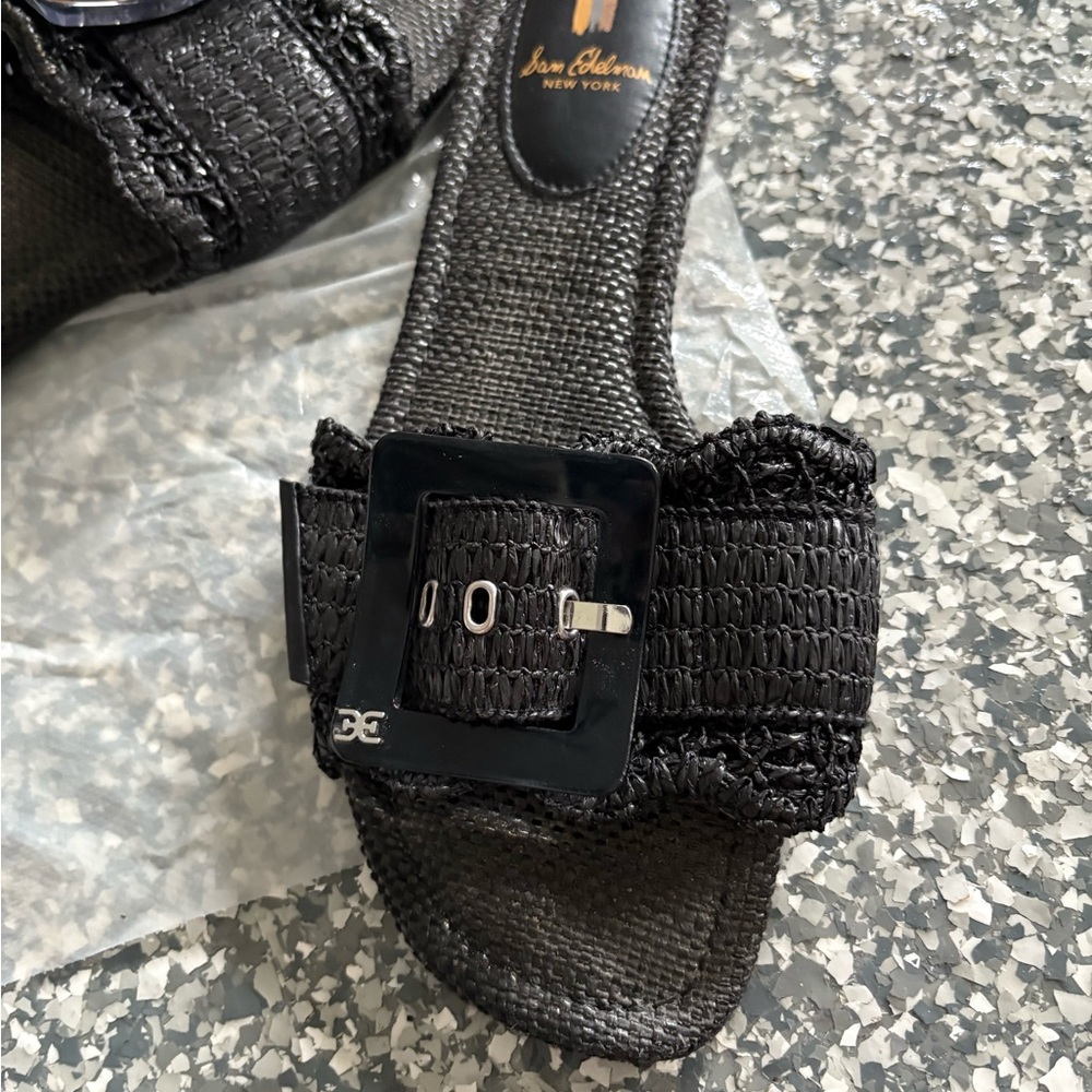 Sam Edelman Black Textured Slide Sandals
